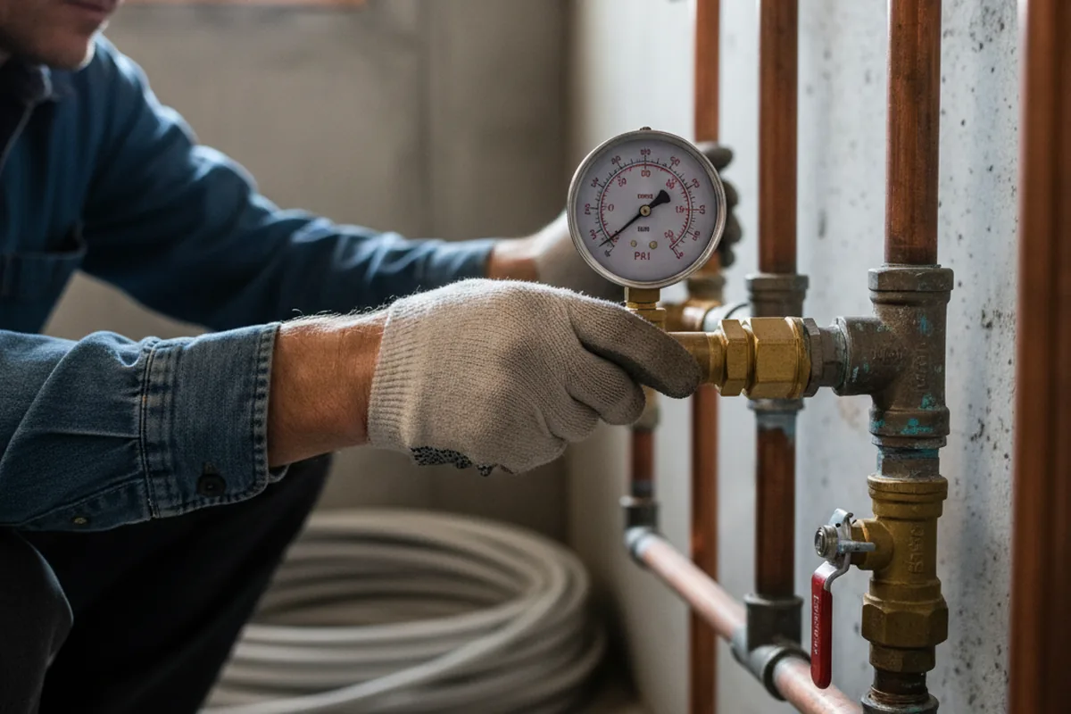 Pressure testing a repaired line during Water Line Repair in Minersville